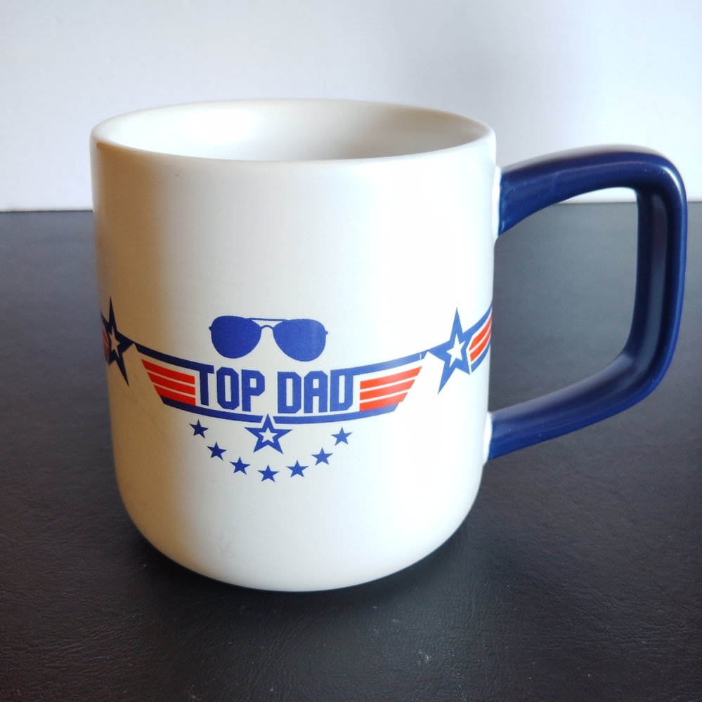 Dad - "Top Dad" Ceramic Coffee Mug Red, White and Blue 15 oz.